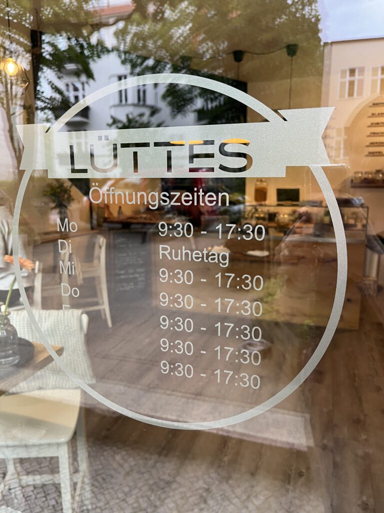 Lüttes Café Öffnungszeiten